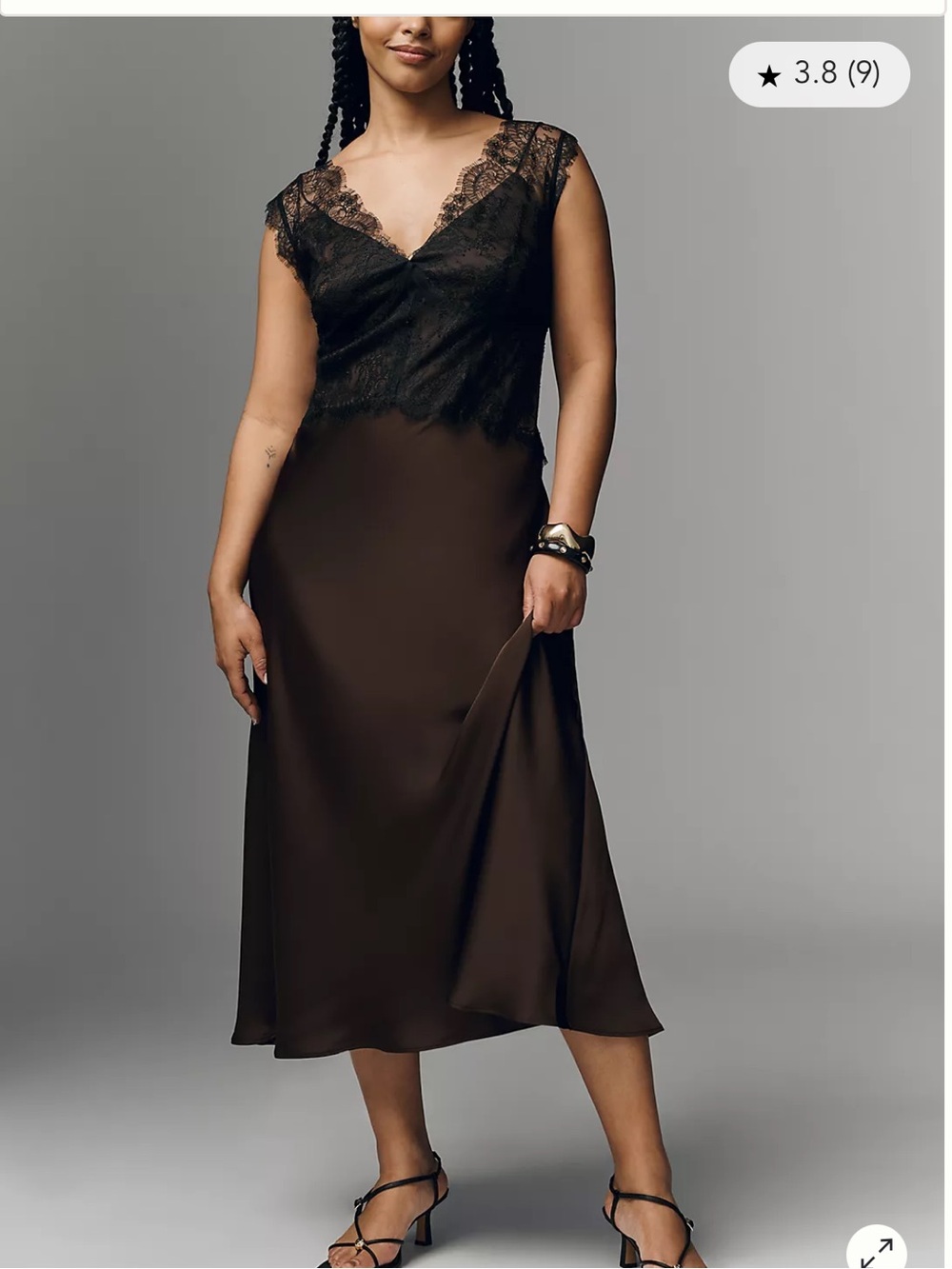 ANTHROPOLOGIE Elodie The Label Fabien Maxi Dress Chocolate Brown Slip Lace 1X